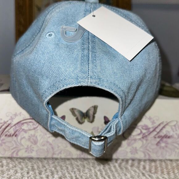 MIGHTY FINE OS UNISEX Vintage Blue Wash Denim Dog Embroidered Baseball Cap - Picture 5 of 12